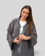 muhajeerah premium gray lacework abaya