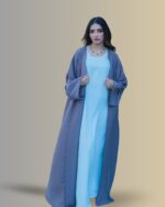 Light purple Pleated Abaya - Image 2